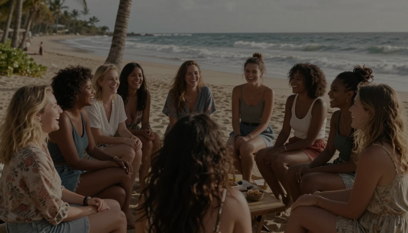 Mums enjoying time together on a beach